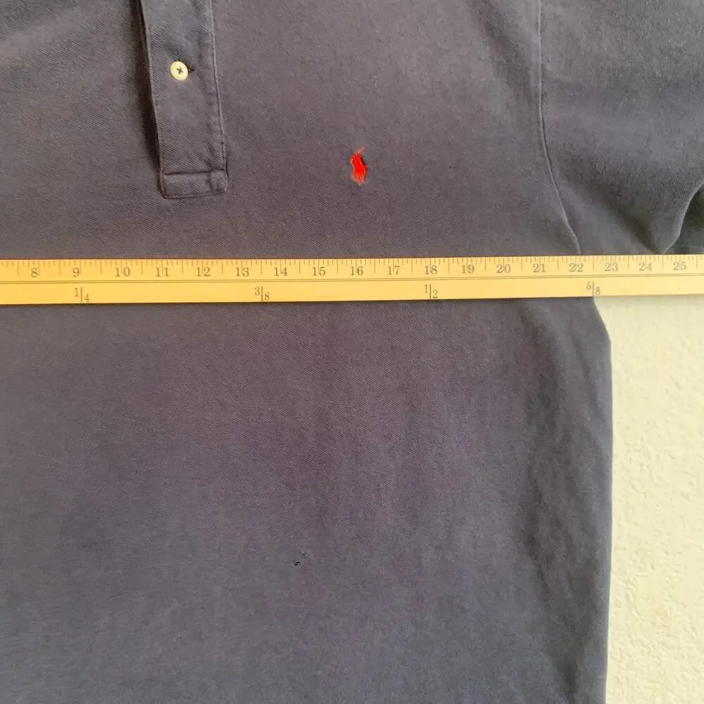 Polo Ralph Lauren Mens XL Navy Blue Short Sleeve Cotton Knit Polo Shirt READ